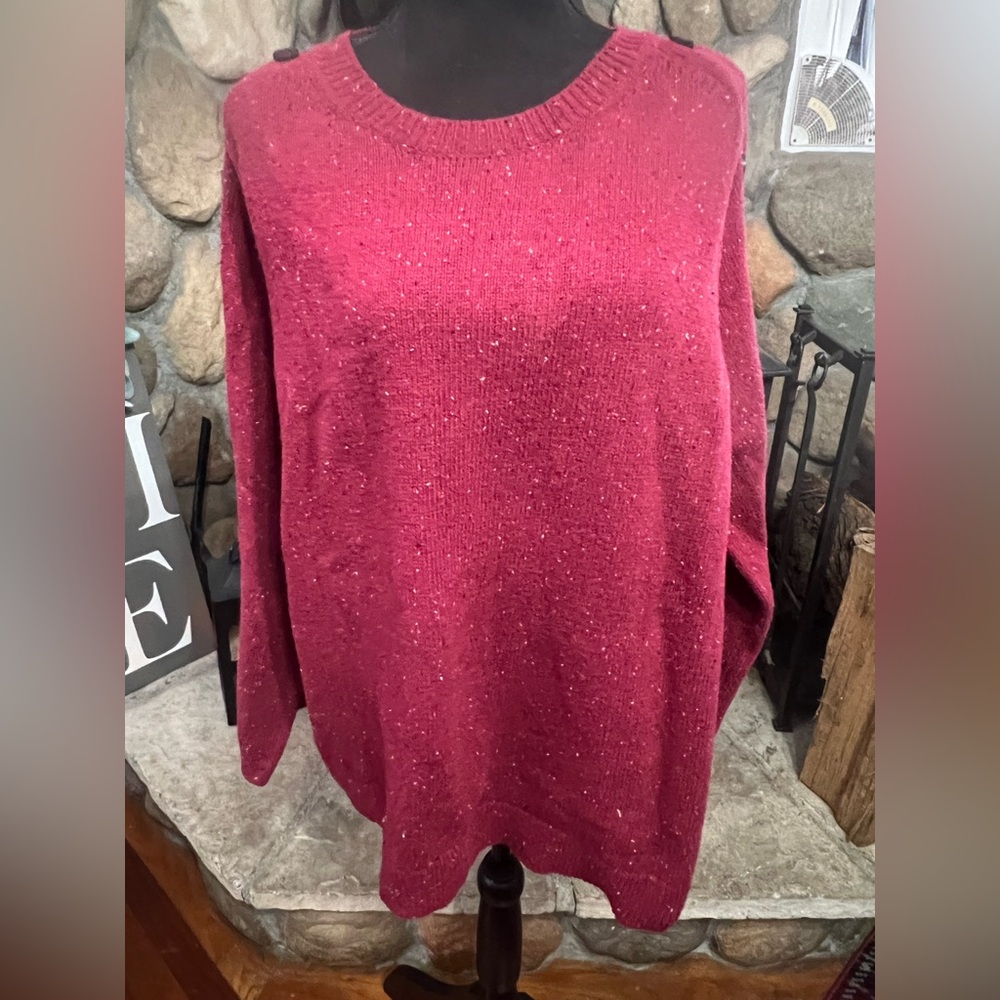 J. Jill Beautiful Burgundy Knit Sweater with Button Accents